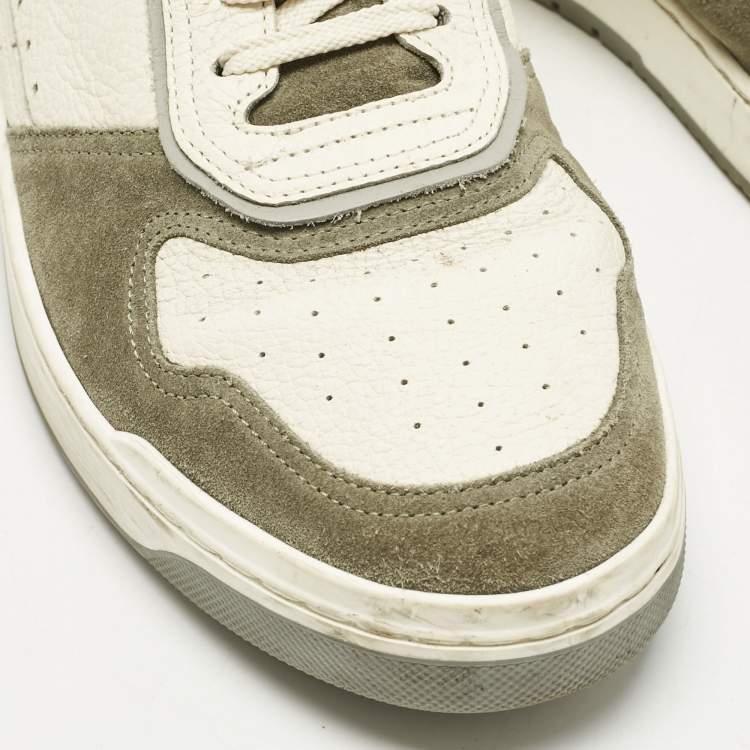 Pre Owned Brunello Cucinelli Multicolor Leather and Suede Lace Up Sneakers Size 44