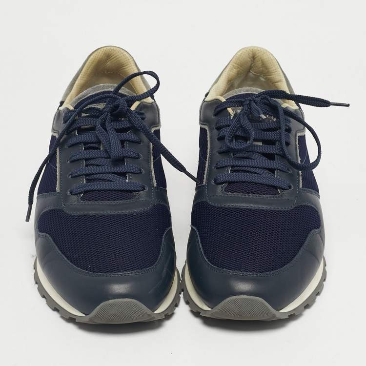 مملوكة مسبقًا حذاء رياضي برونيللو كوتشينيلي برباط علوي و بطراز منخفض من أعلى جلد و سويدي أزرق مقاس 43.5 