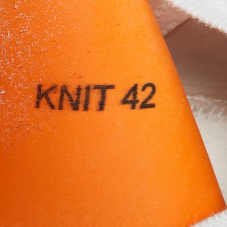 Pre Owned Brunello Cucinelli White Knit Fabric and Leather Low Top Sneakers Size 42