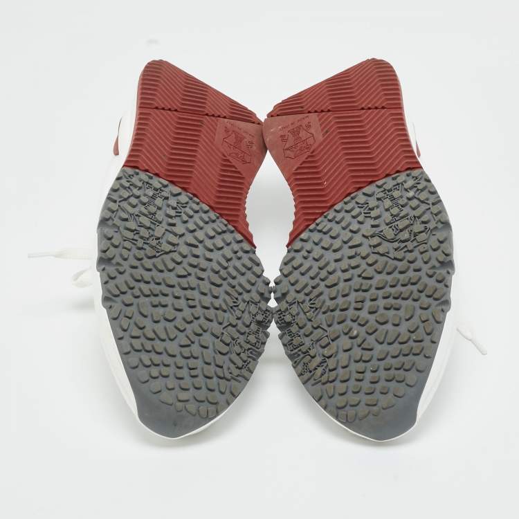 Pre Owned Brunello Cucinelli White Knit Fabric and Leather Low Top Sneakers Size 42