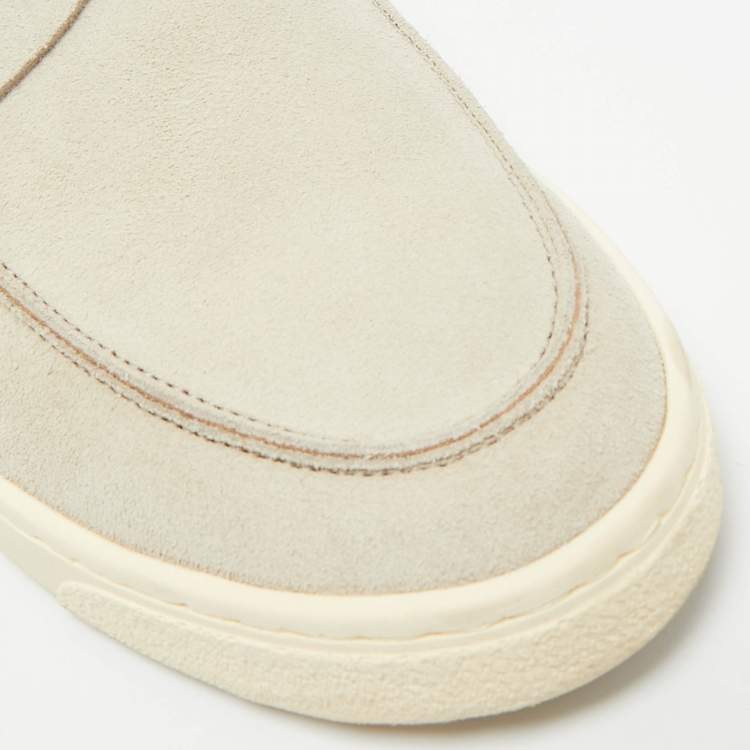 Pre Owned Brunello Cucinelli Grey Suede Slip On Loafers Size 43