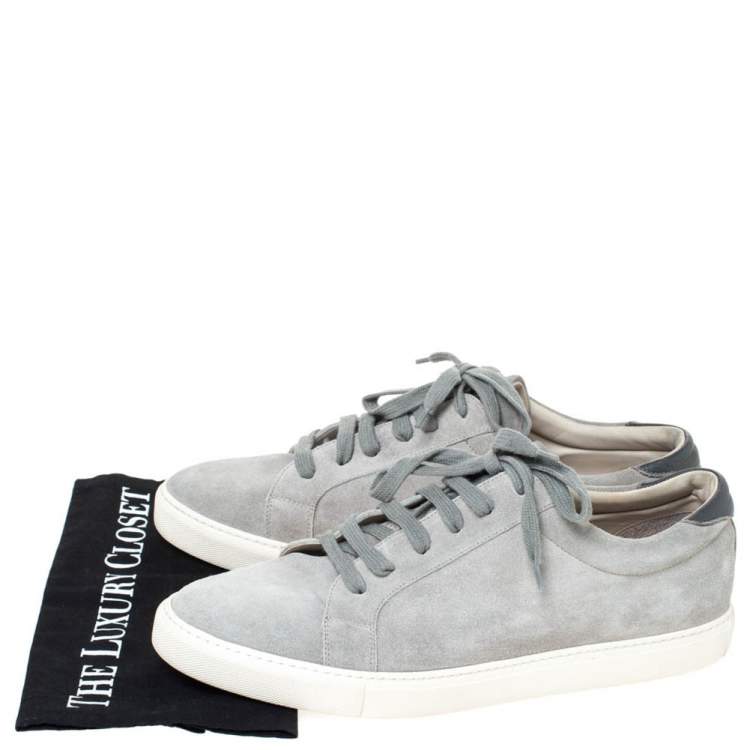 Pre Owned Brunello Cucinelli Grey Suede and Leather Trim Low Top Sneakers Size 45
