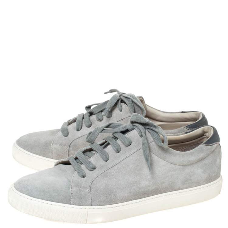Pre Owned Brunello Cucinelli Grey Suede and Leather Trim Low Top Sneakers Size 45