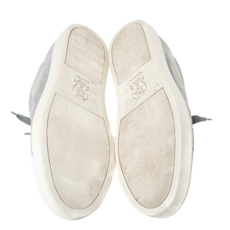 Pre Owned Brunello Cucinelli Grey Suede and Leather Trim Low Top Sneakers Size 45
