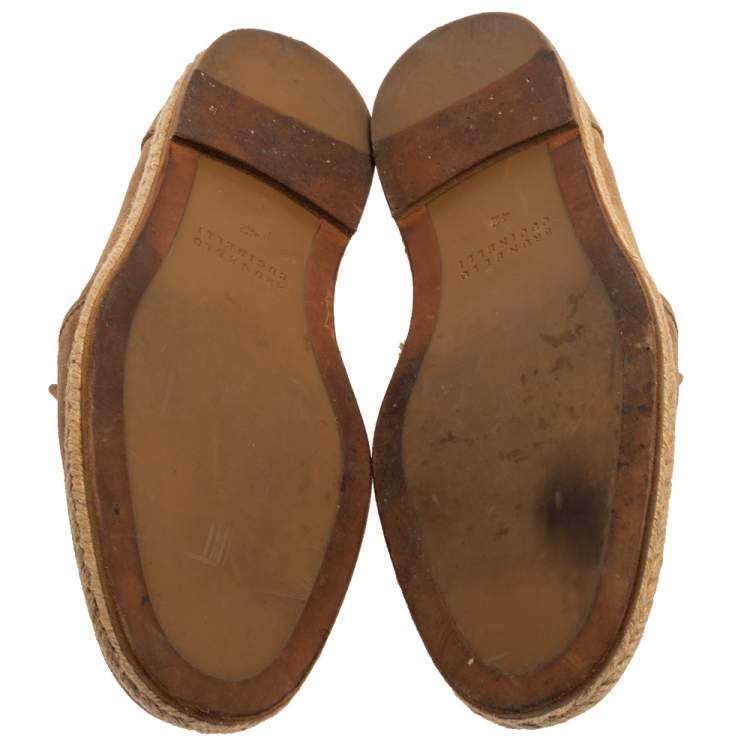 Pre Owned Brunello Cucinelli Light Brown Suede Espadrille Loafers Size 42