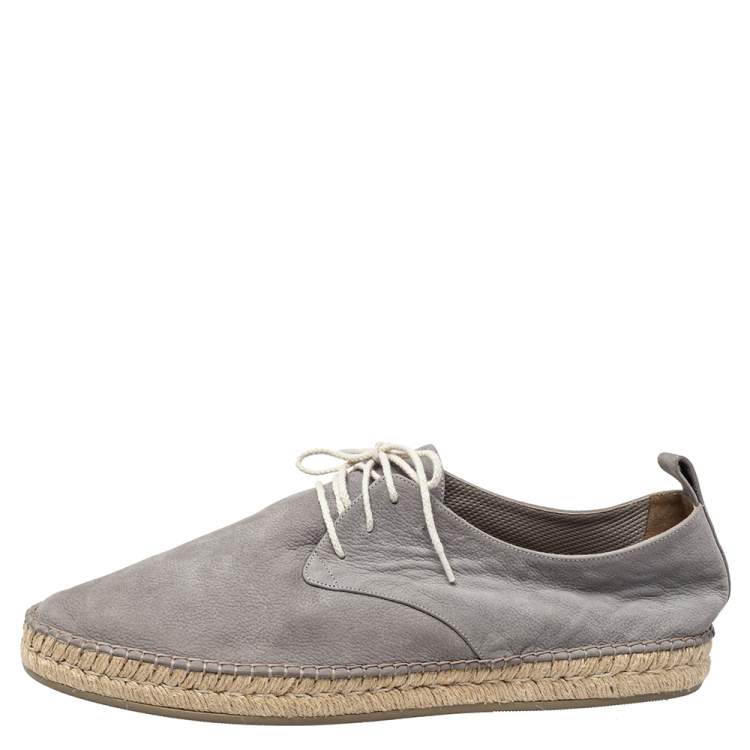 Pre Owned Brunello Cucinelli  Grey Nubuck Lace Up Espadrille Size 45  