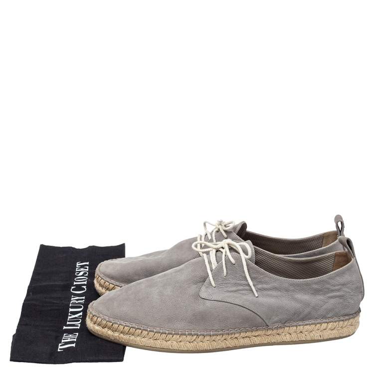 Pre Owned Brunello Cucinelli  Grey Nubuck Lace Up Espadrille Size 45  