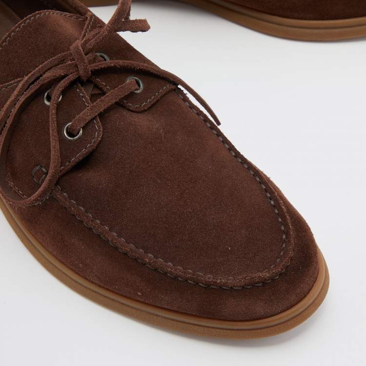 Pre Owned Brunello Cucinelli Dark Brown Suede Penny Slip On Loafers Size 44