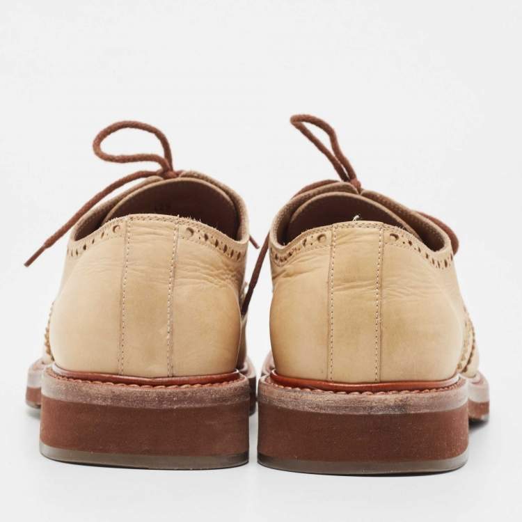 Pre Owned Brunello Cucinelli Brown Nubuck Leather Brogue Lace Up Derby Size 42.5