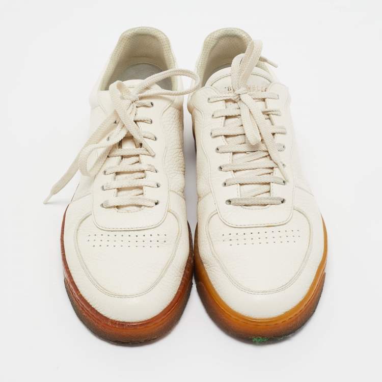 Pre Owned Brunello Cucinelli Cream Leather Low Top Sneakers Size 42