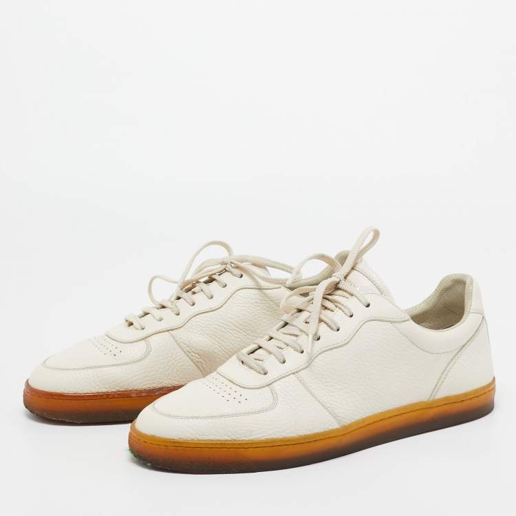 Pre Owned Brunello Cucinelli Cream Leather Low Top Sneakers Size 42