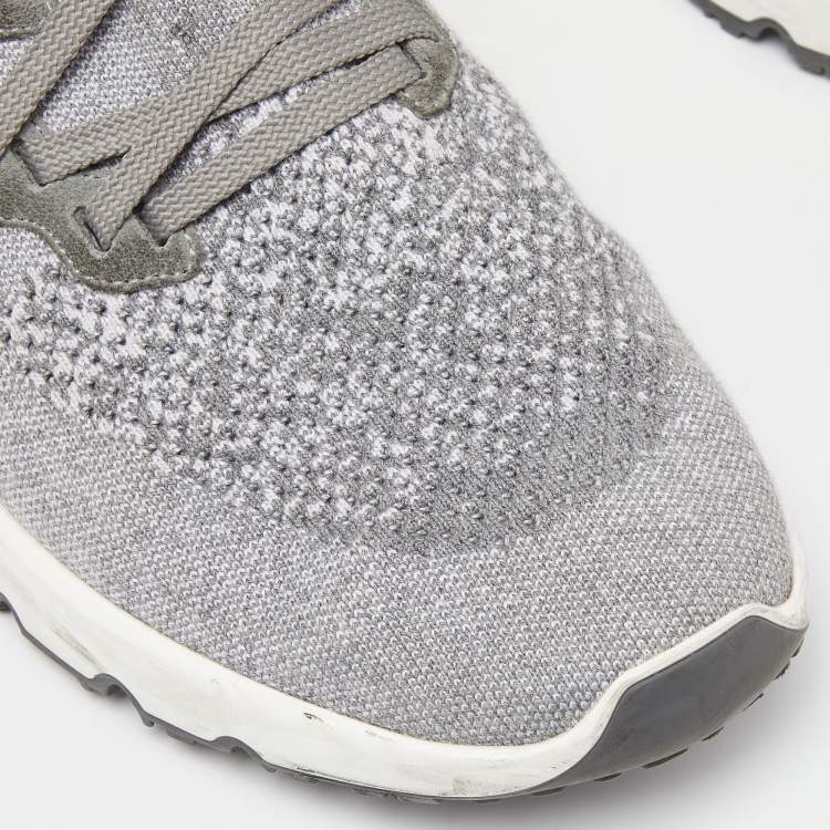 Pre Owned Brunello Cucinelli Grey Knit Fabric Low Top Sneakers Size 45