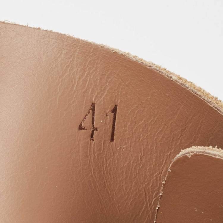 Pre Owned Brunello Cucinelli Beige Suede Flat Slides Size 41