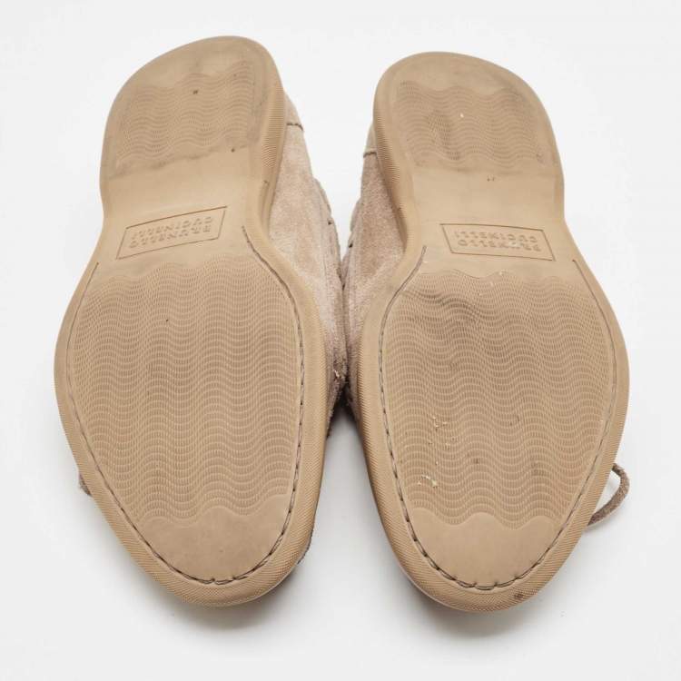 Pre Owned Brunello Cucinelli Brown Suede Slip On Boat Loafers Size 41