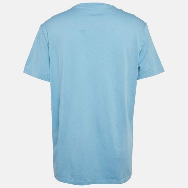 مملوكة مسبقًا Burberry Brit Powder Blue Cotton Crew Neck Tunworth T-Shirt XXXL