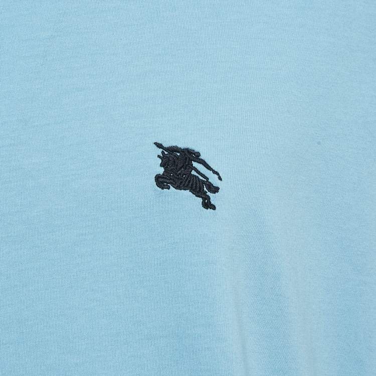 مملوكة مسبقًا Burberry Brit Powder Blue Cotton Crew Neck Tunworth T-Shirt XXXL