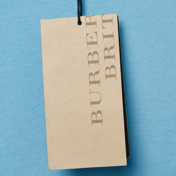 مملوكة مسبقًا Burberry Brit Powder Blue Cotton Crew Neck Tunworth T-Shirt XXXL