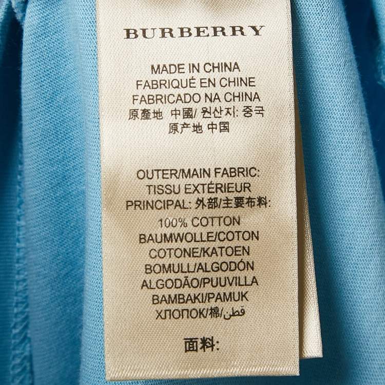 مملوكة مسبقًا Burberry Brit Powder Blue Cotton Crew Neck Tunworth T-Shirt XXXL