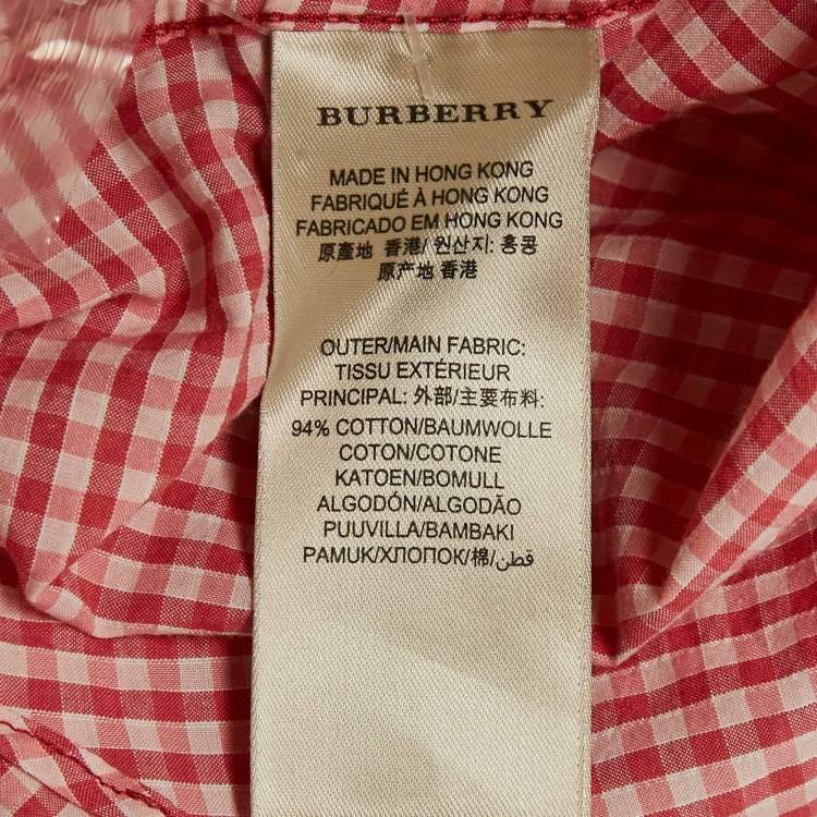 Pre Owned Burberry Brit Red Gingham Cotton Short Sleeve Button Down Shirt 3XL