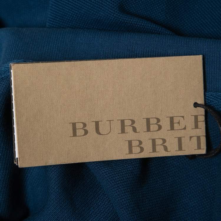 Pre Owned Burberry Brit Navy Blue Cotton Pique Polo T-Shirt M