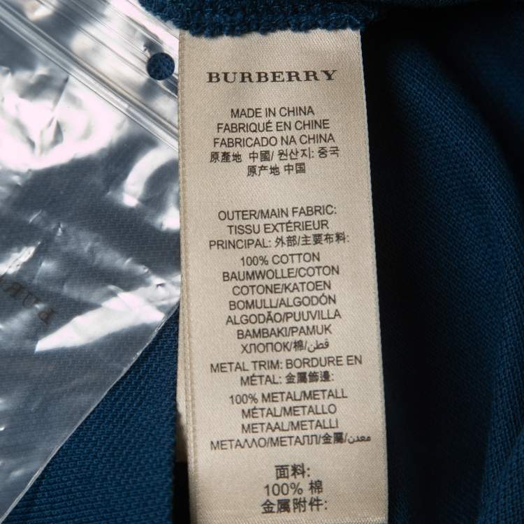 Pre Owned Burberry Brit Navy Blue Cotton Pique Polo T-Shirt M