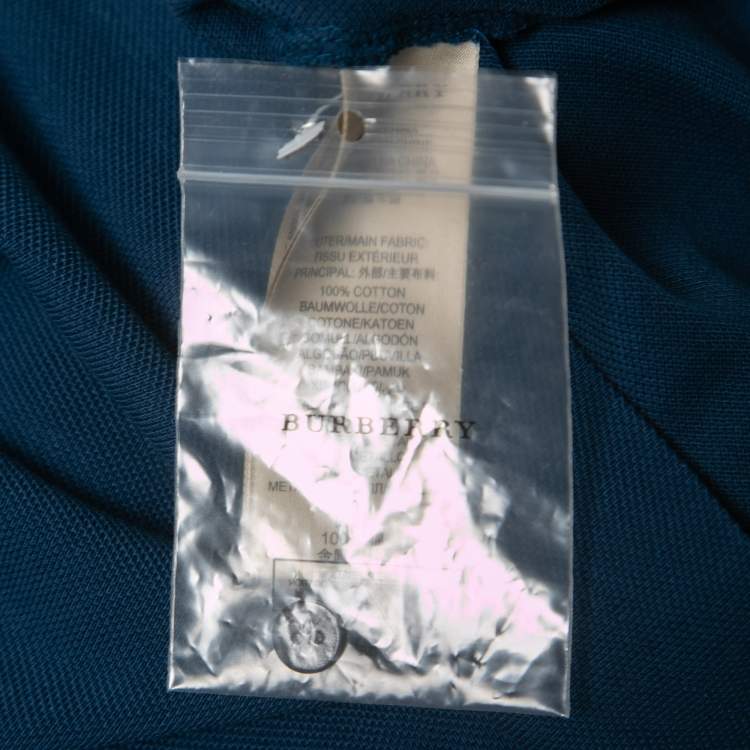 Pre Owned Burberry Brit Navy Blue Cotton Pique Polo T-Shirt M