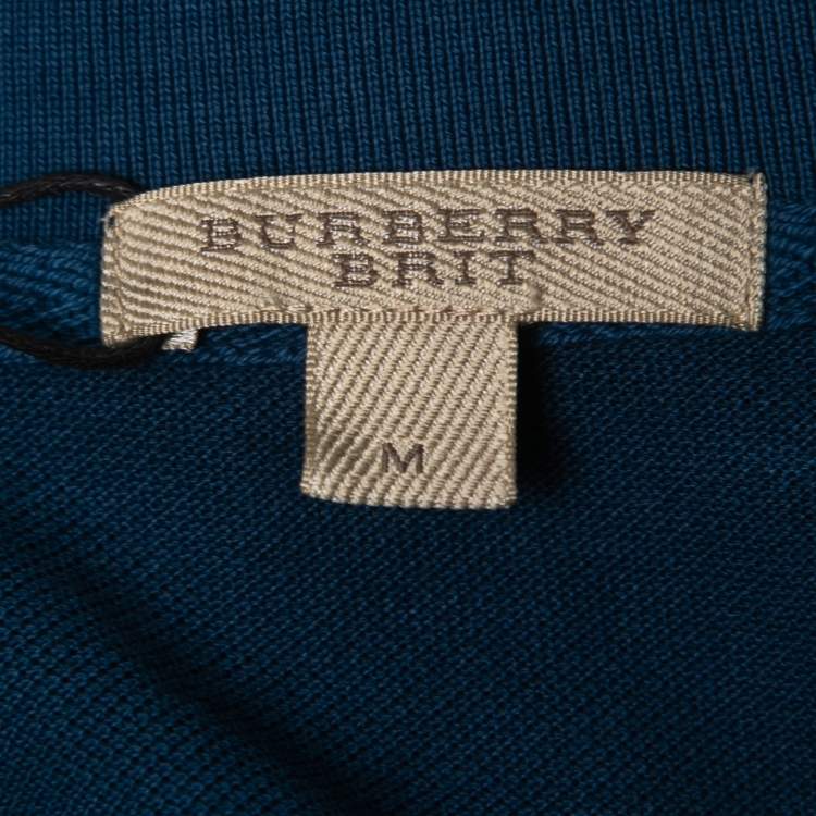 Pre Owned Burberry Brit Navy Blue Cotton Pique Polo T-Shirt M