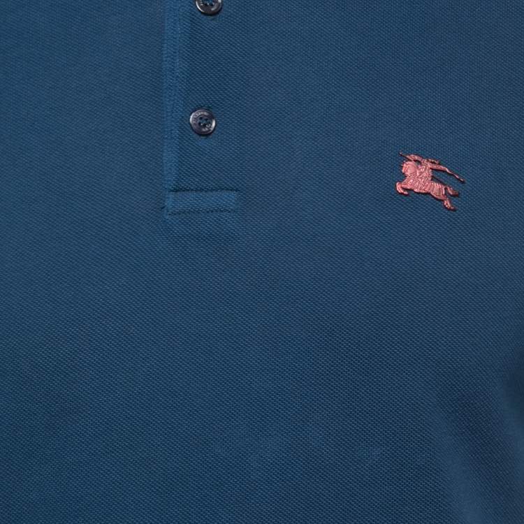 Pre Owned Burberry Brit Navy Blue Cotton Pique Polo T-Shirt M
