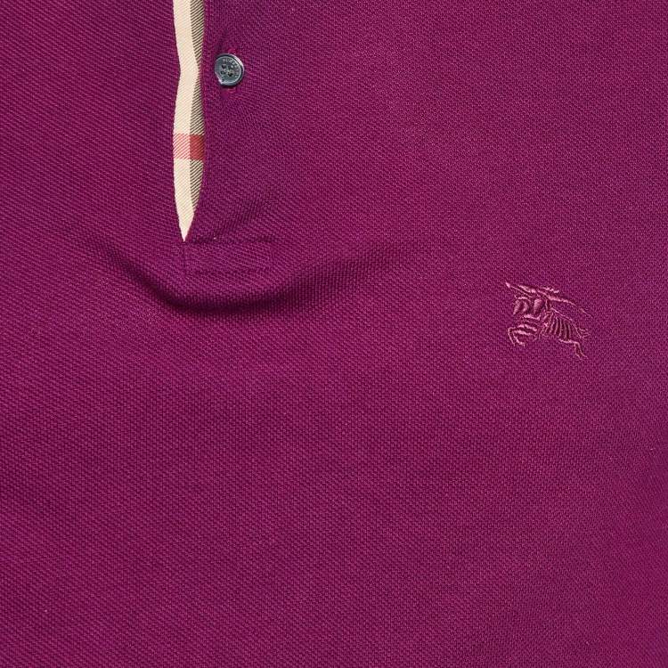 Pre Owned Burberry Brit Purple Cotton Pique Knit Logo Embroidered Polo T-Shirt S