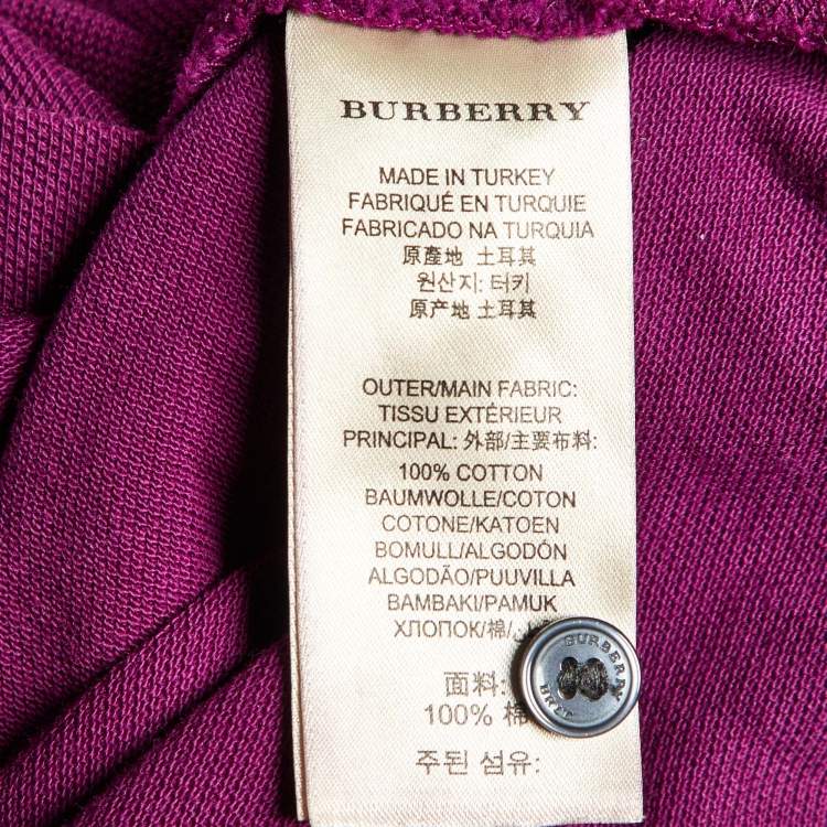 Pre Owned Burberry Brit Purple Cotton Pique Knit Logo Embroidered Polo T-Shirt S