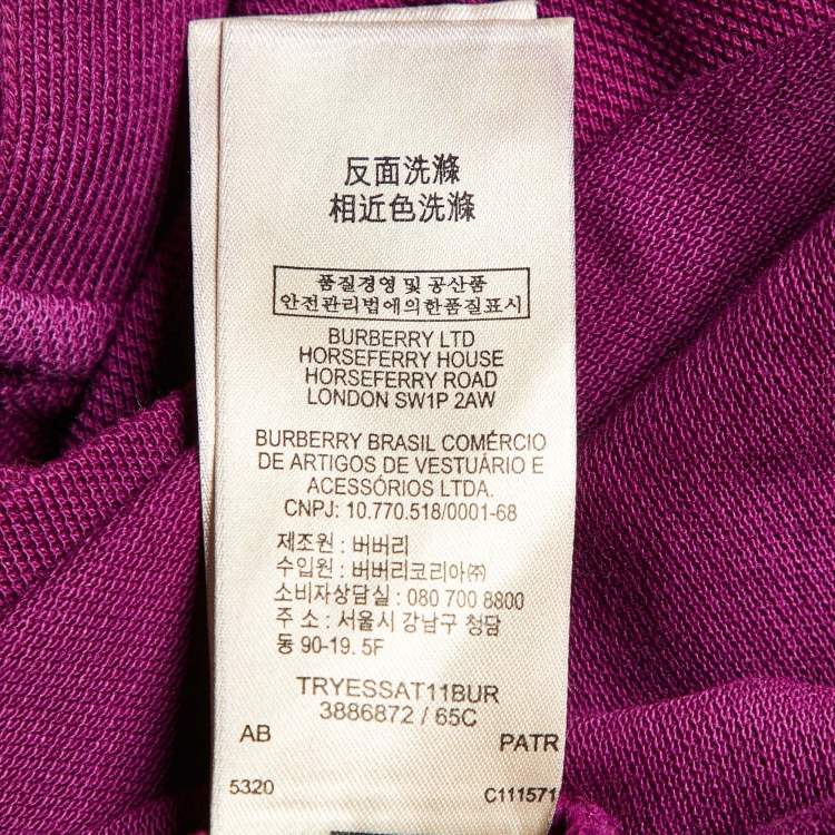 Pre Owned Burberry Brit Purple Cotton Pique Knit Logo Embroidered Polo T-Shirt S