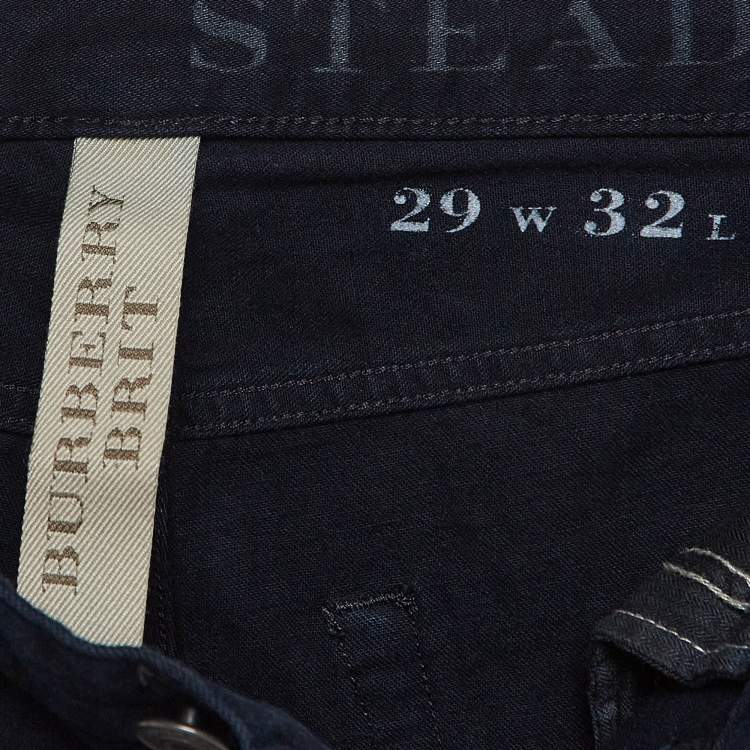 Pre Owned Burberry Brit Navy Blue Cotton  Slim Fit Steadman Jeans S Waist 29"