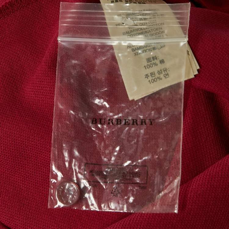 Pre Owned Burberry Brit Pink Logo Embroidered Cotton Pique Polo M