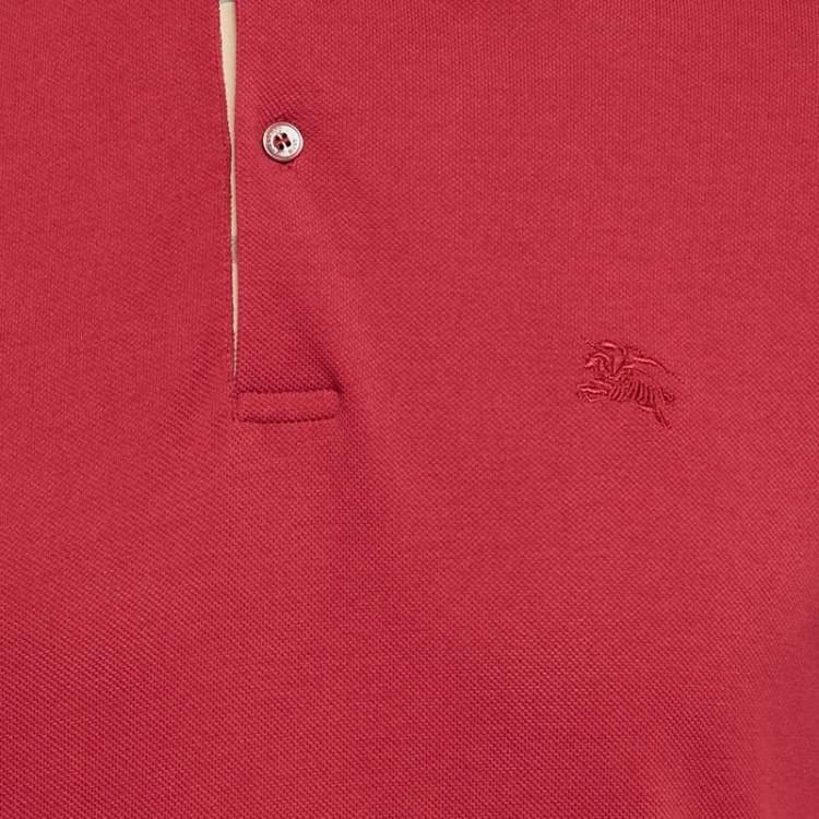 Pre Owned Burberry Brit Pink Logo Embroidered Cotton Pique Polo M