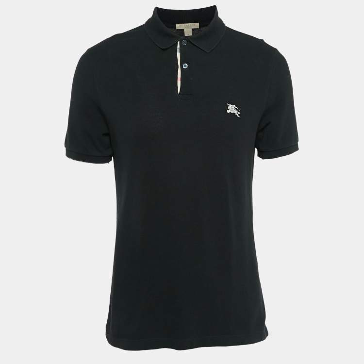 Pre Owned Burberry Brit Black Logo Embroidered Cotton Pique Polo M