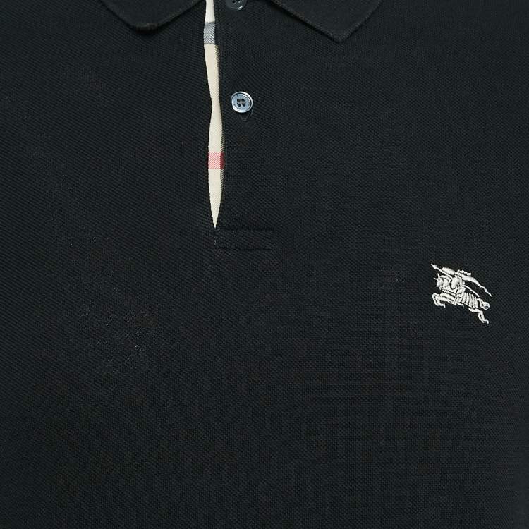 Pre Owned Burberry Brit Black Logo Embroidered Cotton Pique Polo M