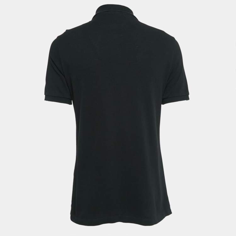 Pre Owned Burberry Brit Black Logo Embroidered Cotton Pique Polo M