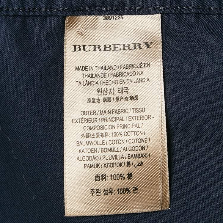 Pre Owned Burberry Brit Navy Blue Tartan Checks Cotton Button Down Shirt S