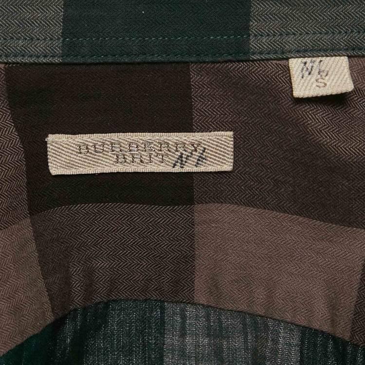 Pre Owned Burberry Brit Multicolor/Green Nova Check Herringbone Cotton Shirt S