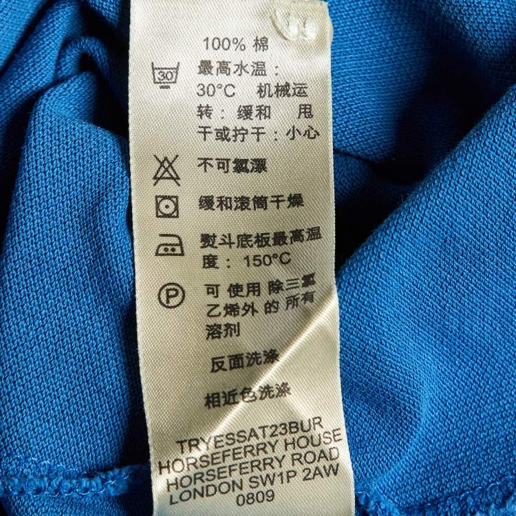 Pre Owned Burberry Brit Blue Cotton Pique Polo T-Shirt M