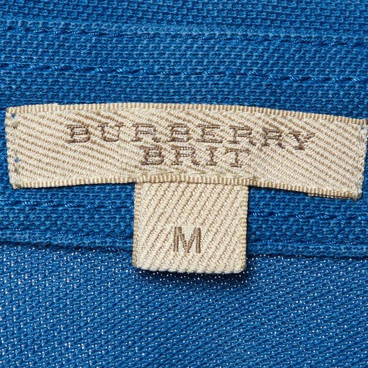 Pre Owned Burberry Brit Blue Cotton Pique Polo T-Shirt M