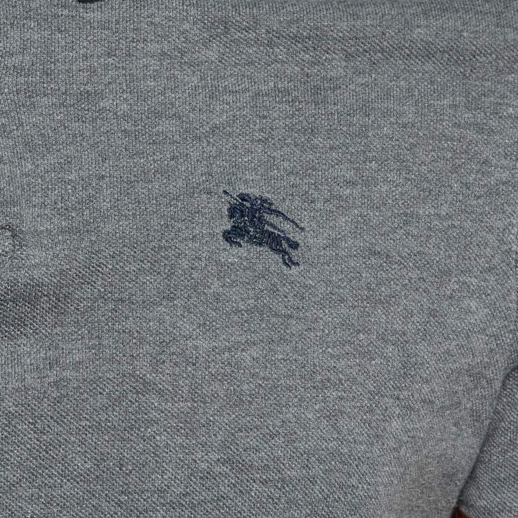Pre Owned Burberry Brit Grey Cotton Contrast Detail Polo T-Shirt M