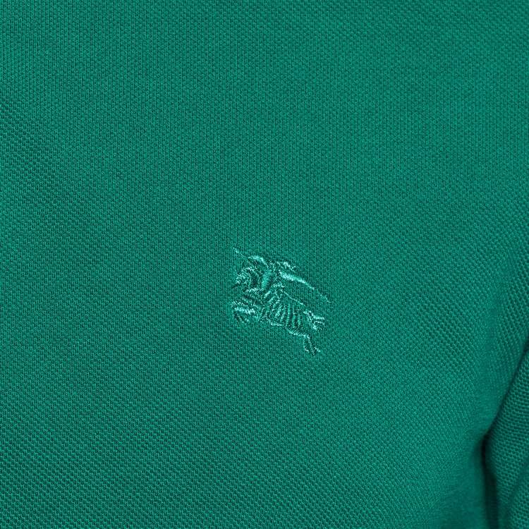 Pre Owned Burberry Brit Green Cotton Contrast Detail Polo T-Shirt M