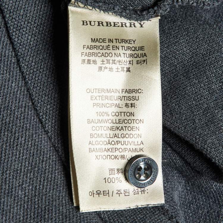 Pre Owned Burberry Brit Grey Cotton Long Sleeve Polo T-Shirt L