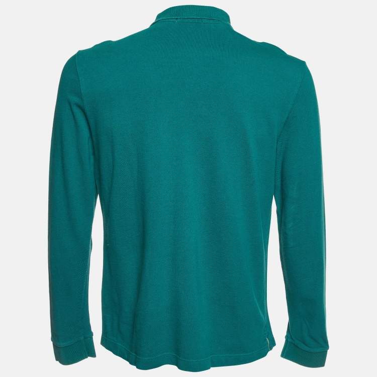 Pre Owned Burberry Brit Green Cotton Long Sleeve Polo T-Shirt L