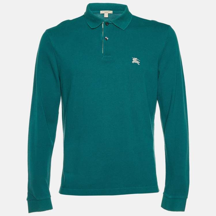 Pre Owned Burberry Brit Green Cotton Long Sleeve Polo T-Shirt L