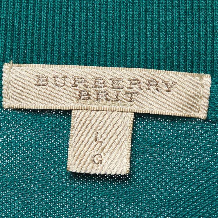 Pre Owned Burberry Brit Green Cotton Long Sleeve Polo T-Shirt L