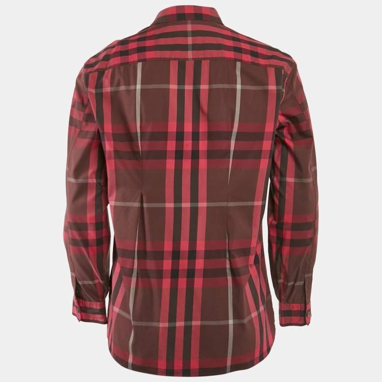 Pre Owned Burberry Brit Pink/Multicolor Tartan Check Cotton Button Front Shirt L