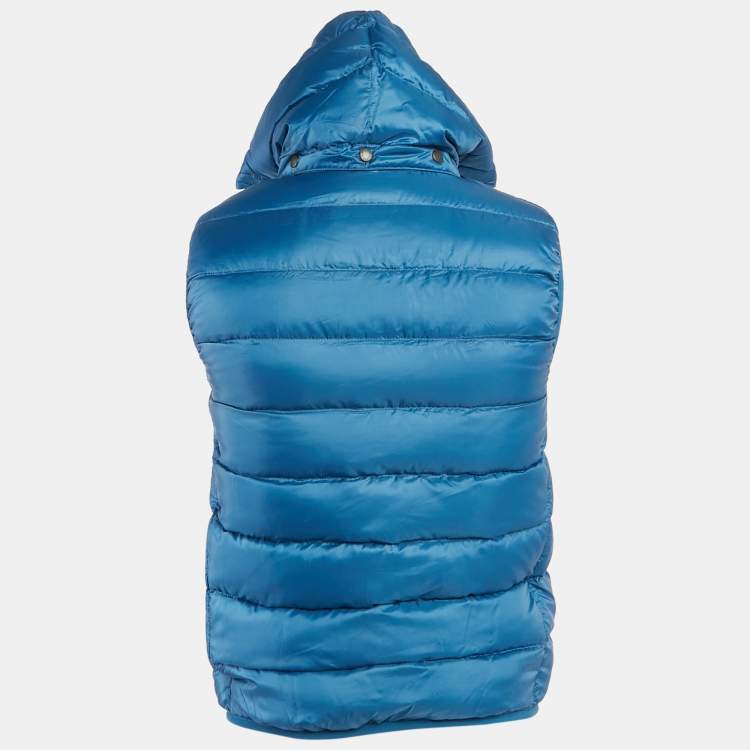 Pre Owned Burberry Brit Blue Synthetic Hooded Down Vest S