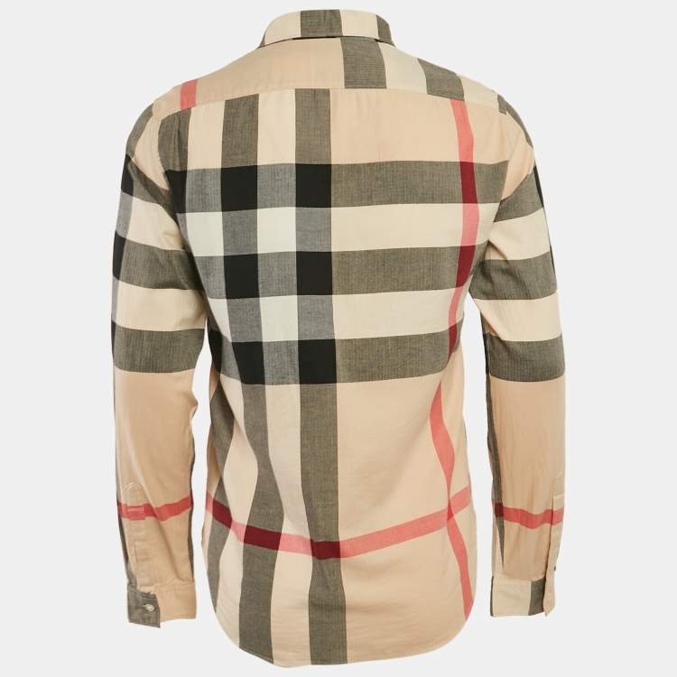 Pre Owned Burberry Brit Beige Tartan Check Cotton Button Front Shirt S